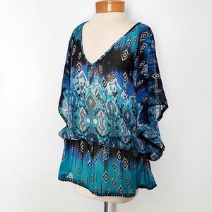 Harlow Zee Women's Embellished Sheer Peplum Blouse